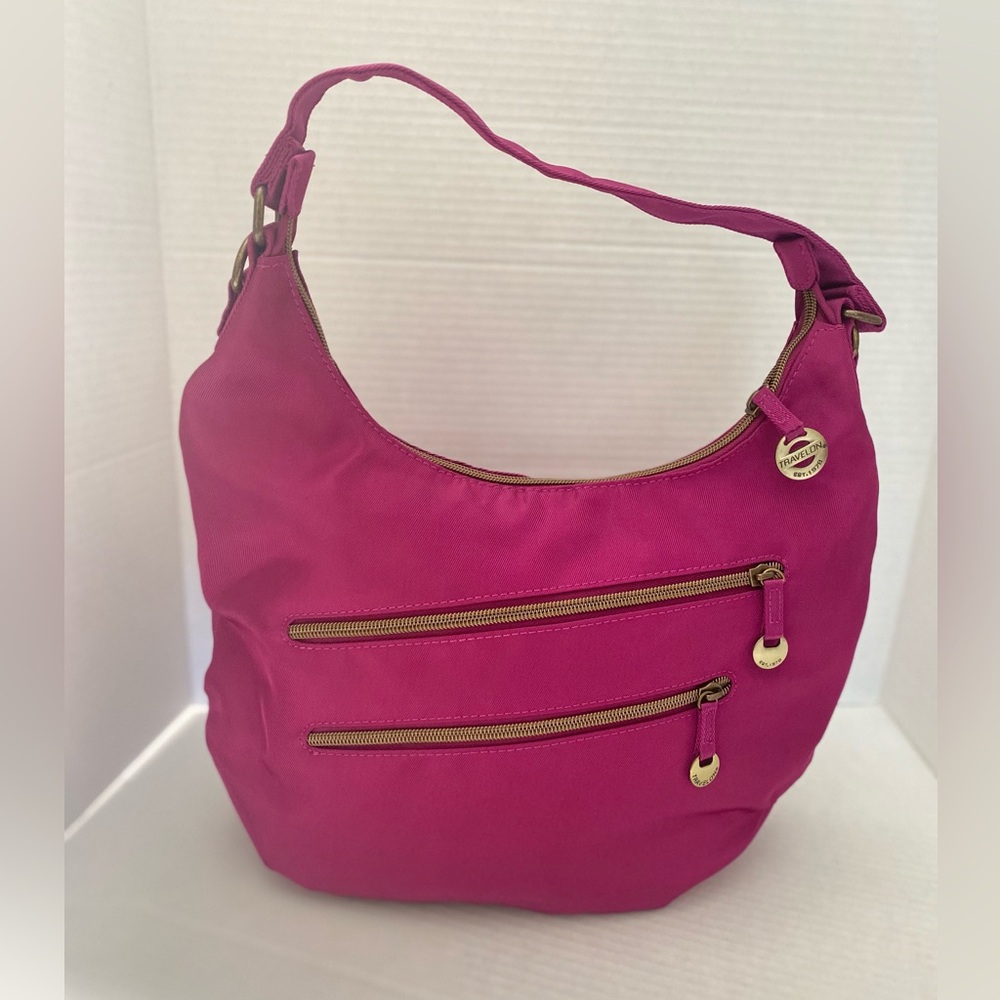 Travelon Magenta Anti-theft Travel Shoulder Hobo Bag